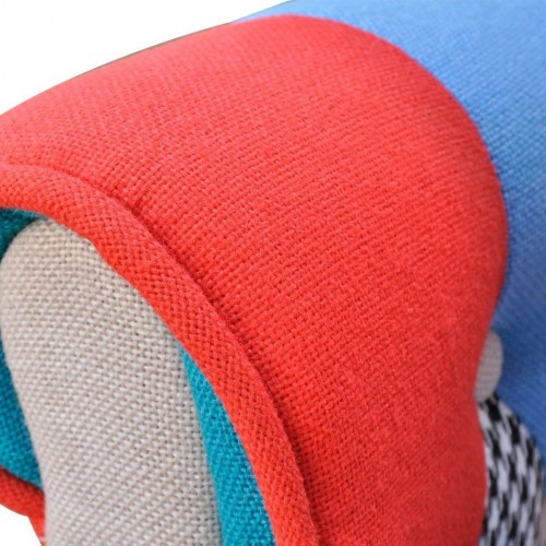 Lænestol med patchworkdesign i stof - farverig lounge stol