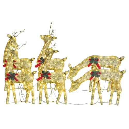 Julerensdyr 6 stk. trådnet varmt hvidt lys guldfarvet