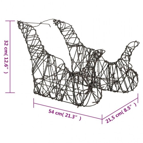 Juledekoration rensdyr og kane rattan 160 LED'er varm hvid