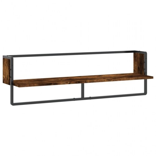 Væghylde med stang 100x25x30 cm røget egetræsfarve