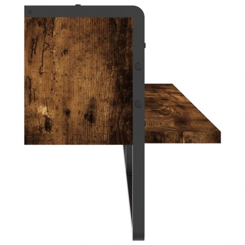 Væghylde med stang 100x25x30 cm røget egetræsfarve