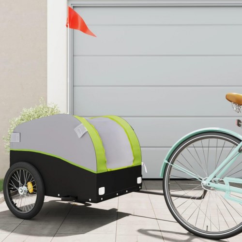 Cykelanhænger 45 kg - jern, sort/grøn