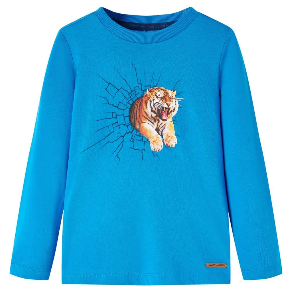 Langærmet T-shirt til børn str. 116 koboltblå