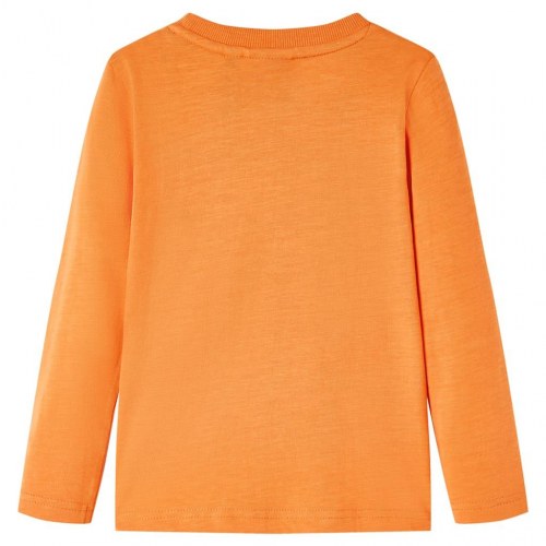 Langærmet T-shirt til børn str. 92 med racerbiler - mørk orange