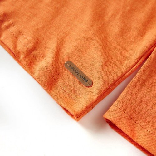 Langærmet T-shirt til børn str. 92 med racerbiler - mørk orange