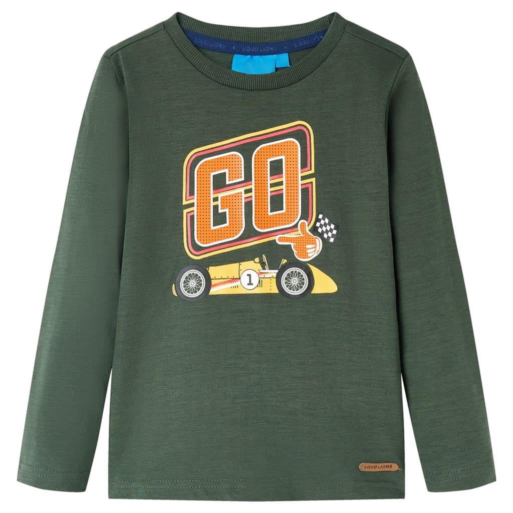 Langærmet T-shirt til børn str. 128 cm mørkegrøn