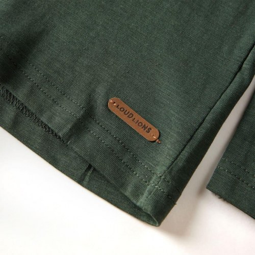 Langærmet T-shirt til børn - mørkegrøn, str. 128, 100 % bomuld