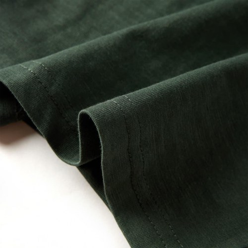 Langærmet T-shirt til børn - mørkegrøn, str. 128, 100 % bomuld