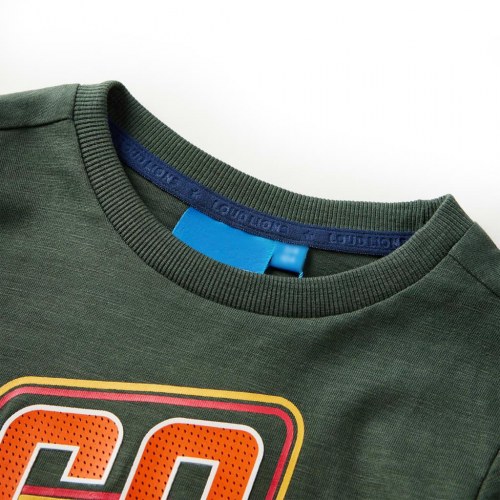 Langærmet T-shirt til børn med racerbil str. 104 - mørkegrøn