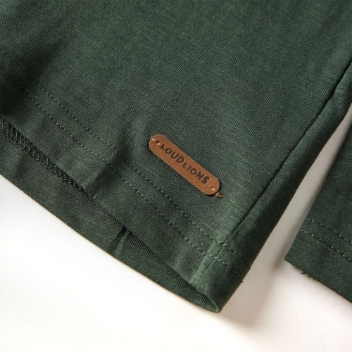 Langærmet T-shirt til børn med racerbil str. 104 - mørkegrøn