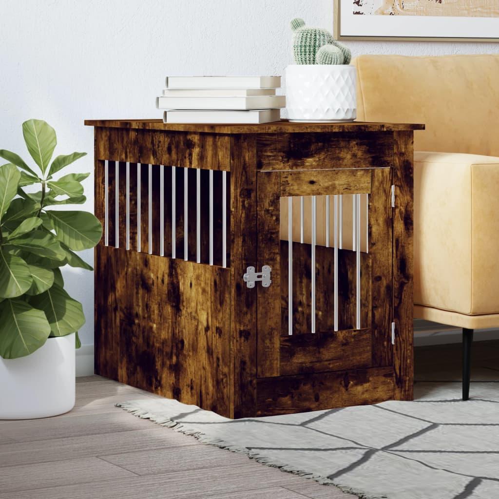 Hundebur 55x80x68 cm konstrueret træ røget egetræsfarve