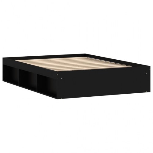 Sengeramme 135x190 cm - sort dobbeltseng med opbevaring