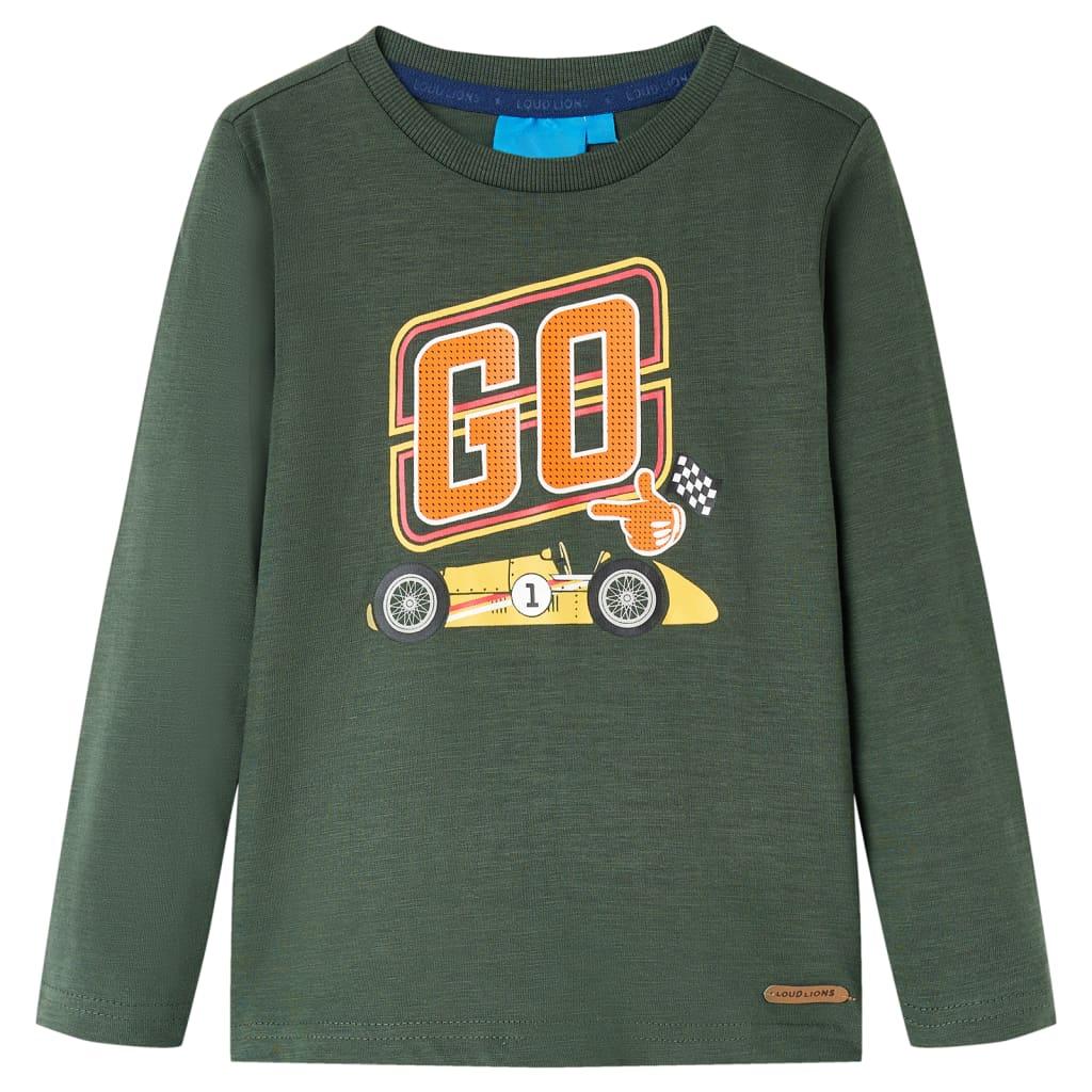 Langærmet T-shirt til børn str. 140 cm mørkegrøn