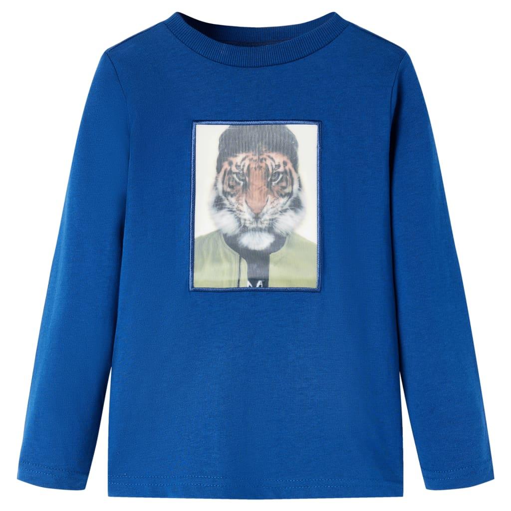 Langærmet T-shirt til børn str. 140 mørkeblå