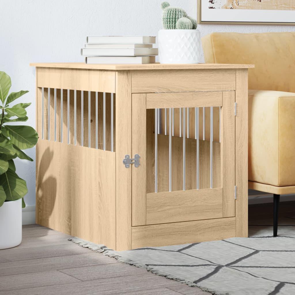 Hundebur 64,5x80x71 cm konstrueret træ sonoma-eg
