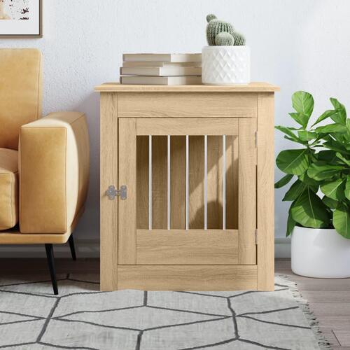 Hundebur 64,5x80x71 cm konstrueret træ sonoma-eg