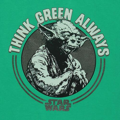 Kortærmet T-shirt Star Wars Yoda Think Green Grøn Unisex S