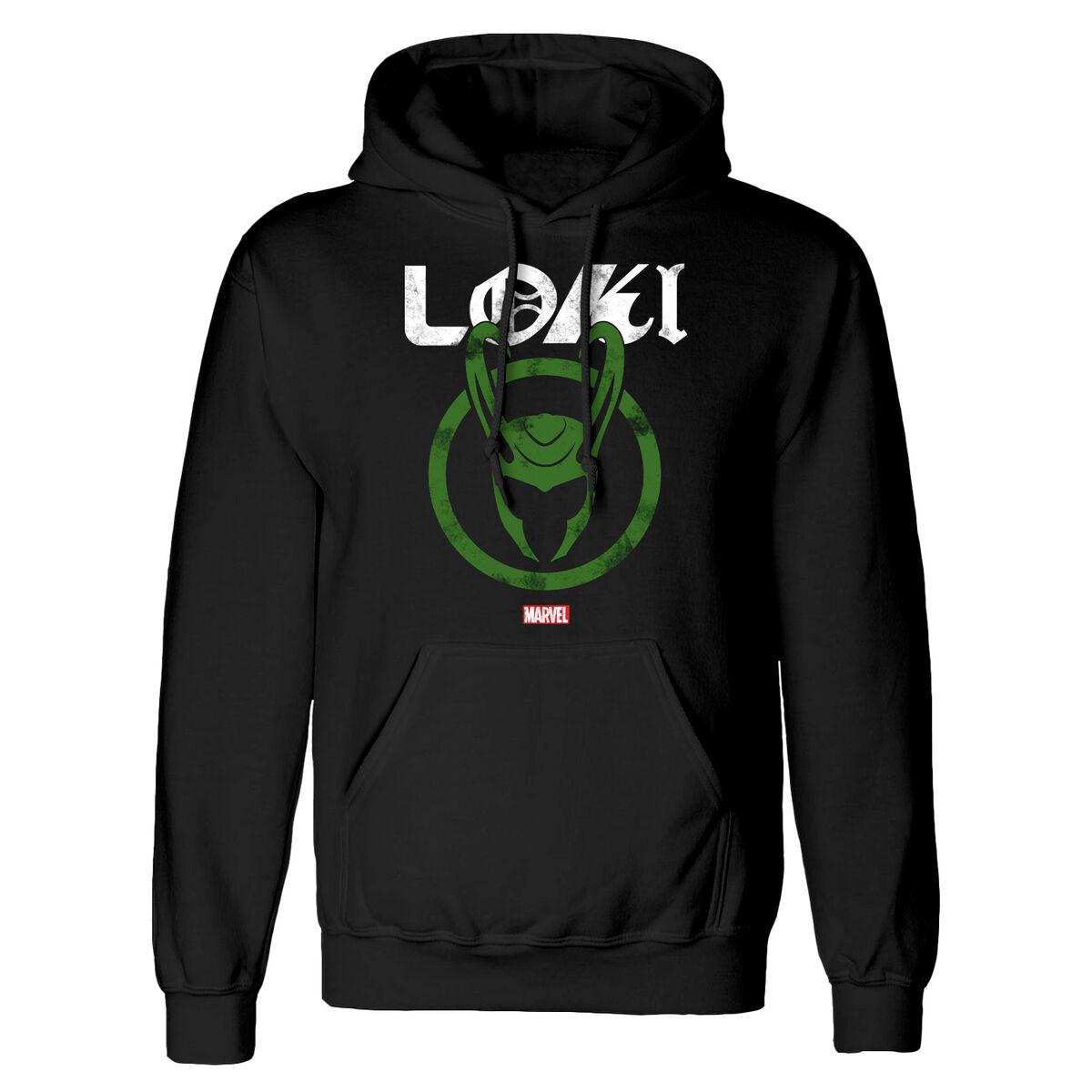 Marvel hættetrøje - Loki Distressed logo, sort (S)