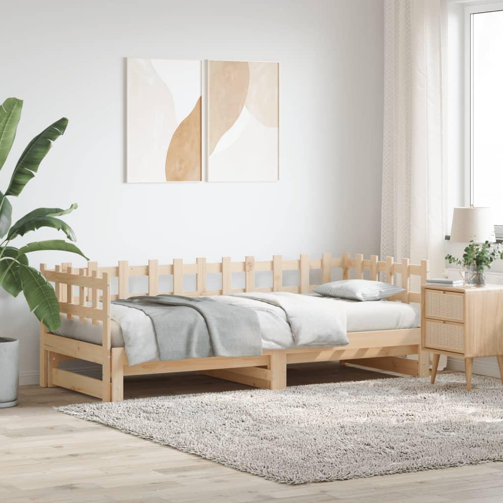Daybed med udtræk 2x(90x200) cm massivt fyrretræ