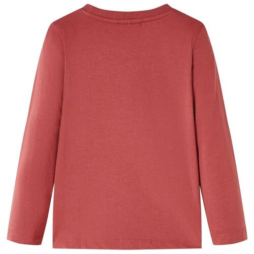 Langærmet T-shirt til børn str. 128 mørkerød