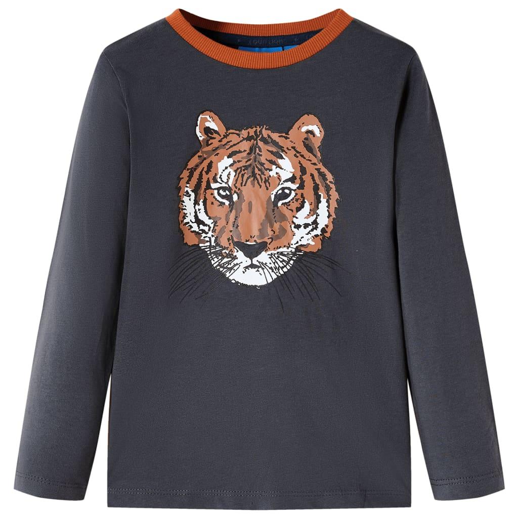 Langærmet T-shirt til børn str. 104 antracitgrå