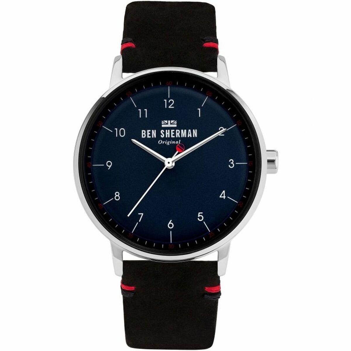 Herreur Ben Sherman Wb043b 41 Mm Læderrem Sort Skive