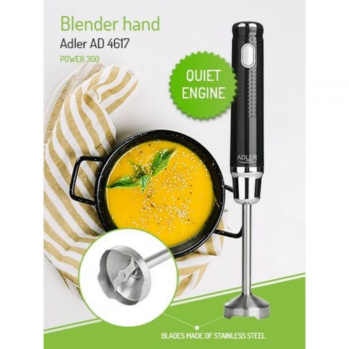 Adler AD 4617 håndblender - sort/sølv, 350 W, rustfrit stål, 1 l