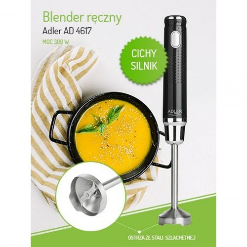 Adler AD 4617 håndblender - sort/sølv, 350 W, rustfrit stål, 1 l
