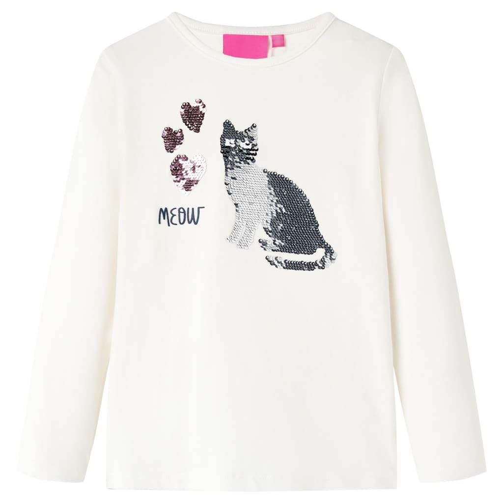 Langærmet T-shirt til børn str. 104 ecrufarvet