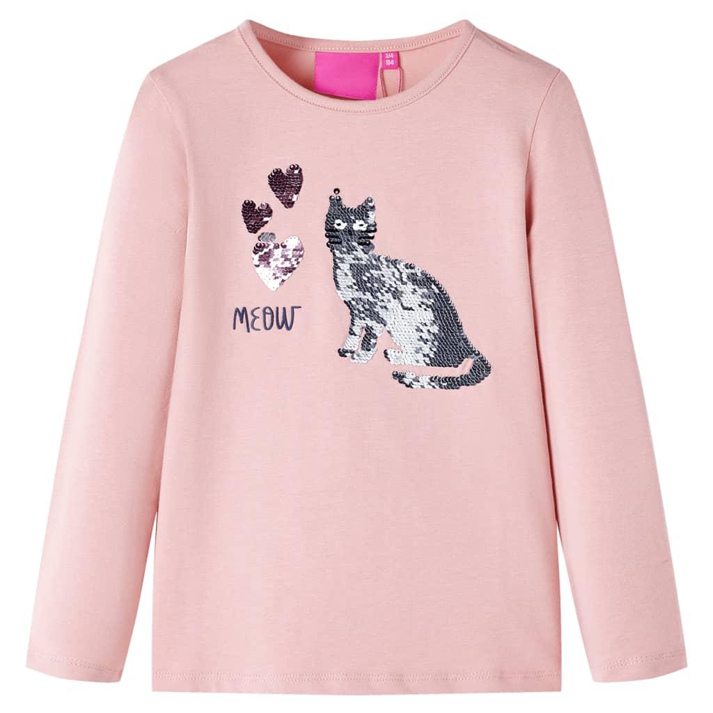 Langærmet T-shirt til børn str. 104 lyserød