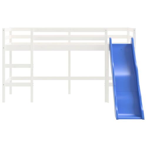 Højseng med rutsjebane 80x200 cm massivt fyrretræ hvid