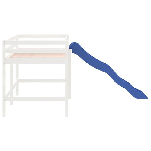 Højseng med rutsjebane 80x200 cm massivt fyrretræ hvid