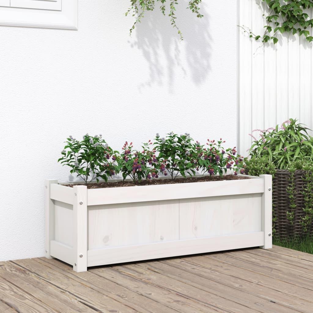 Plantekasse 90x31x31 Cm Massivt Fyrretræ Hvid
