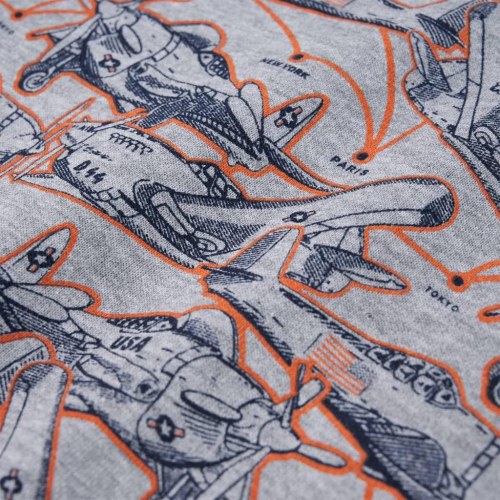 Sweatshirt til børn - str. 140, gråmeleret med fly