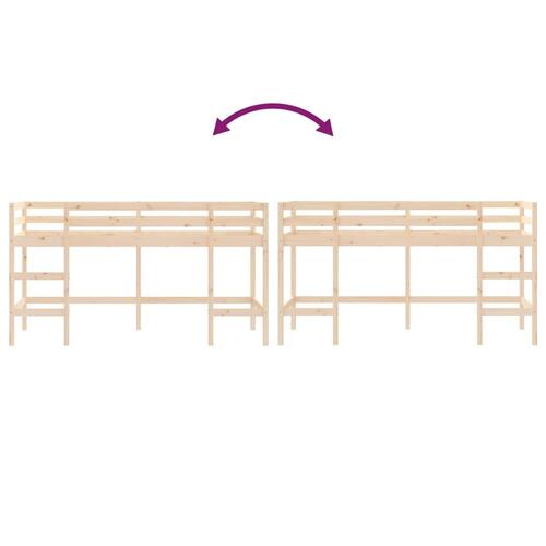 Højseng med stige 90x190 cm massivt fyrretræ