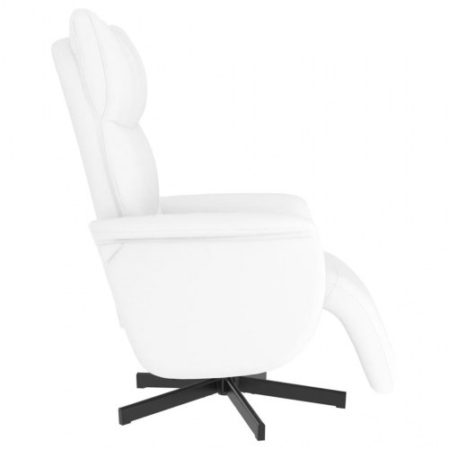Hvilestol med fodstøtte i kunstlæder - hvid
