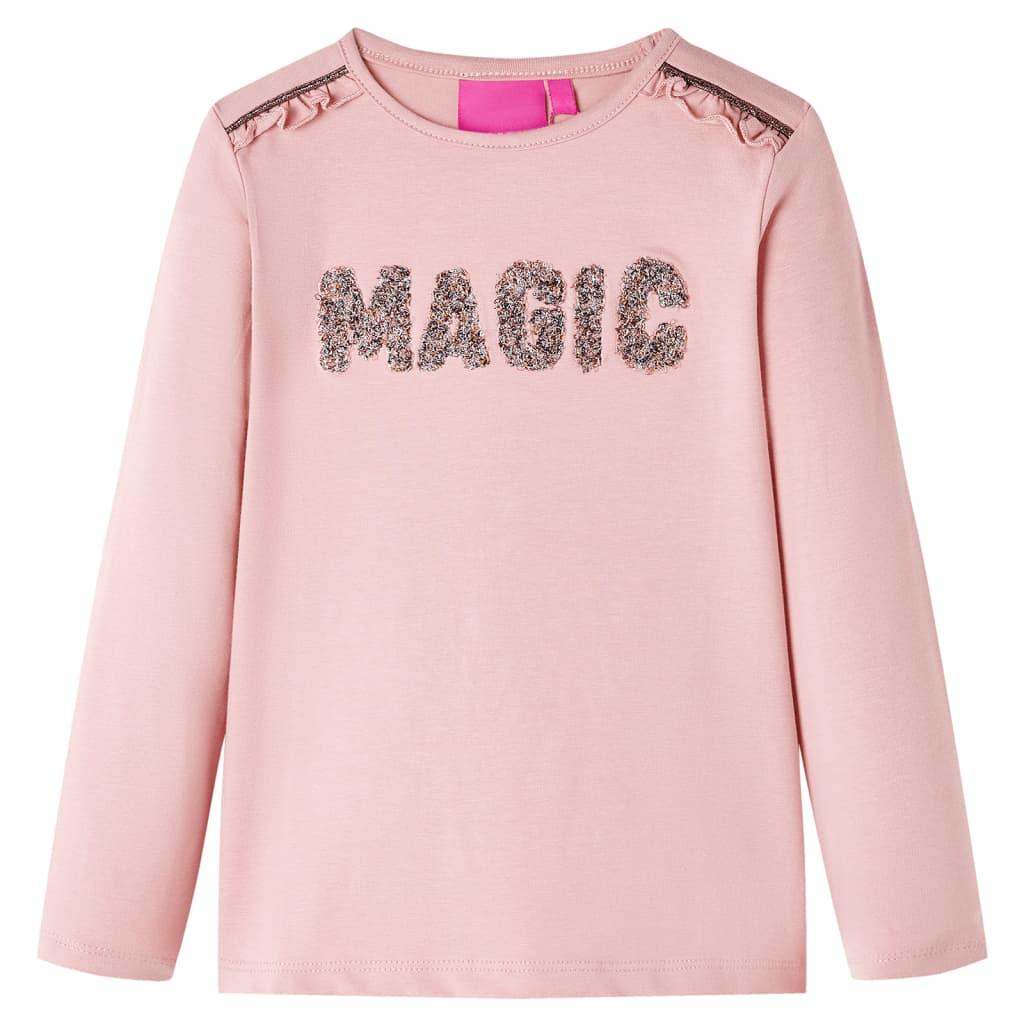 Langærmet T-shirt til børn str. 92 lyserød