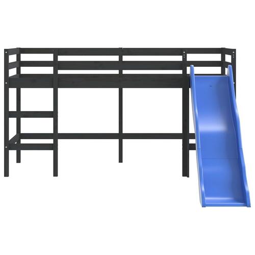 Højseng med rutsjebane 90x200 cm massivt fyrretræ sort