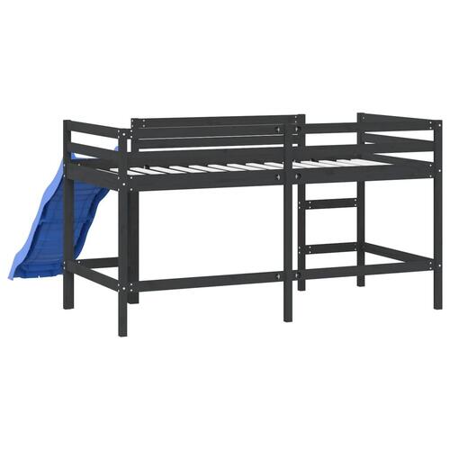 Højseng med rutsjebane 90x200 cm massivt fyrretræ sort