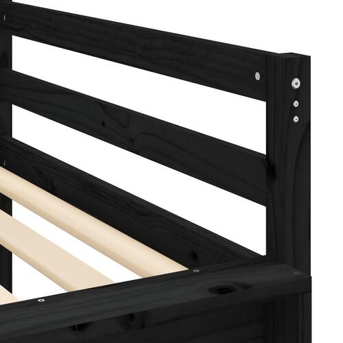 Højseng med rutsjebane 90x200 cm massivt fyrretræ sort