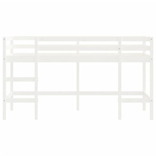 Højseng med stige 90x190 cm massivt fyrretræ hvid