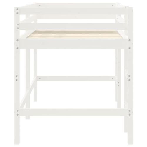 Højseng med stige 90x190 cm massivt fyrretræ hvid