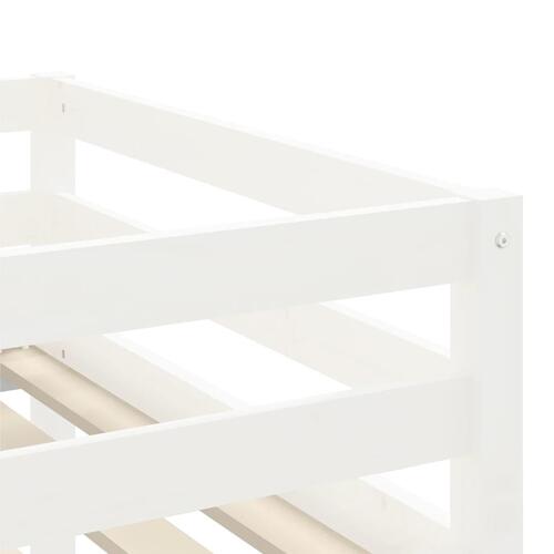 Højseng med stige 90x190 cm massivt fyrretræ hvid