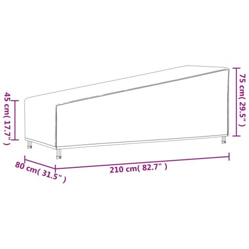 Overtræk til liggestol 210x80x45/75 cm 420D oxfordstof sort