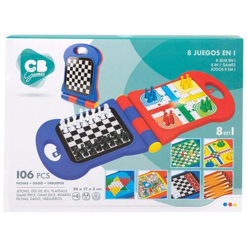 CB Games 8-i-1 brætspil - Skak m.fl., 24 × 17 × 3 cm (105 dele) - 12 enheder