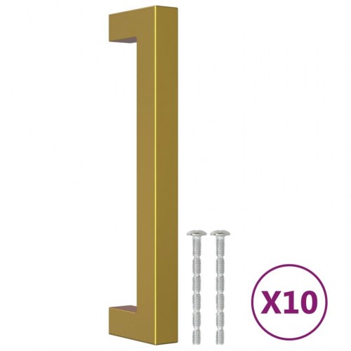 Skabshåndtag 10 stk. 128 mm rustfrit stål guldfarvet