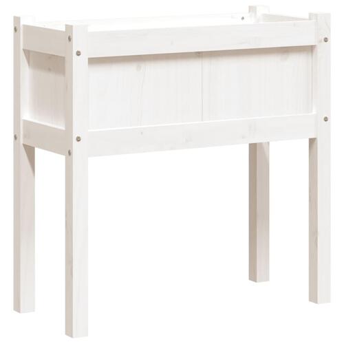 Plantekasse med ben 70x31x70 cm massivt fyrretræ hvid