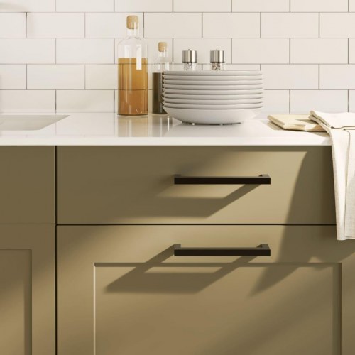 Skabshåndtag 10 stk. 128 mm rustfrit stål sort