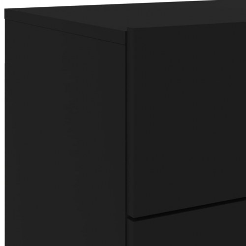 Væghængt sengebord med LED-lys sort