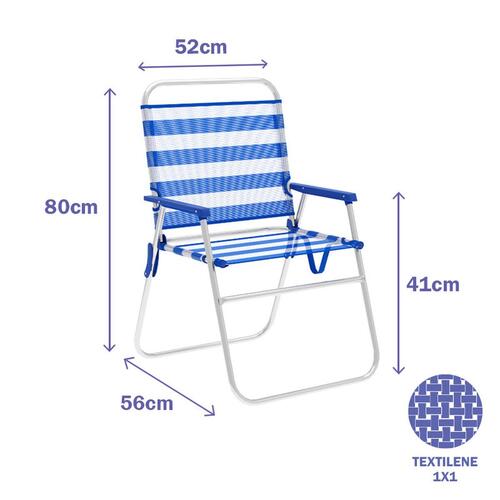 Polstrede Campingstol Marbueno Striber Blå Hvid 52 x 80 x 56 cm